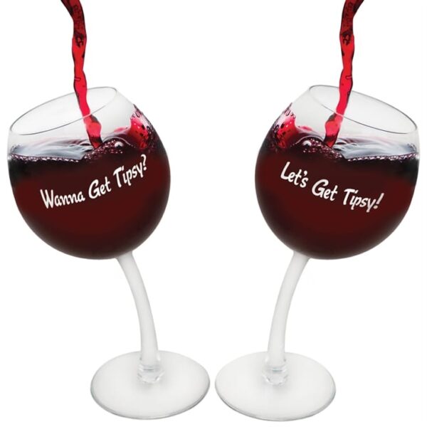 Get Tipsy Wine Glasses (Set of two)